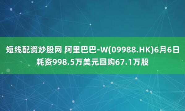 短线配资炒股网 阿里巴巴-W(09988.HK)6月6日耗资998.5万美元回购67.1万股